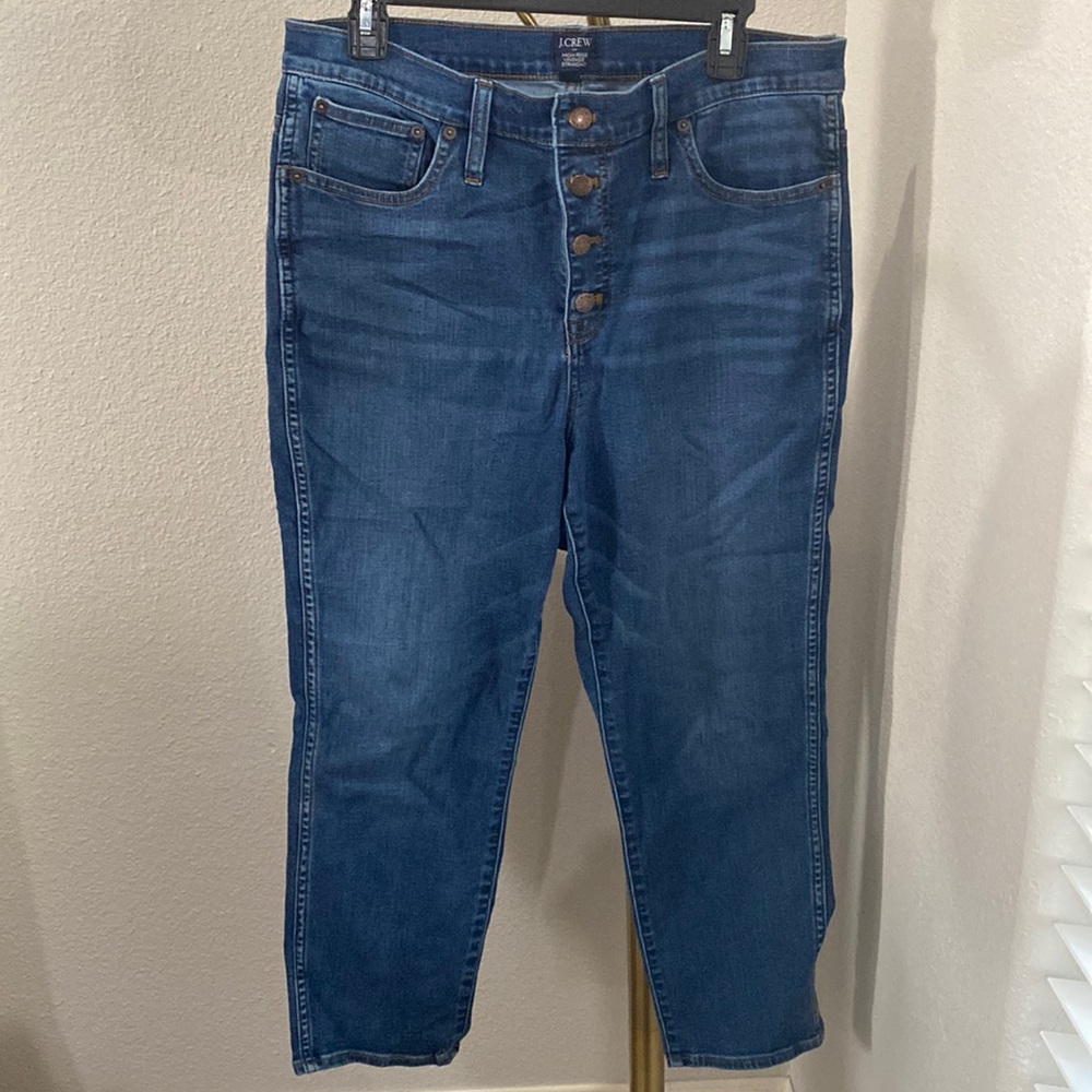 J crew high rise vintage straight sz32 button fly